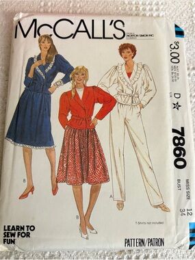 Vintage McCall’s Pattern 7860 for Misses’ Jacket, Skirt, and Pants